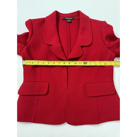 Red Wool Jacket Blazer Womens 6 Classic Fitted Feminine Elegant Ellen Tracy - Picture 3 of 8
